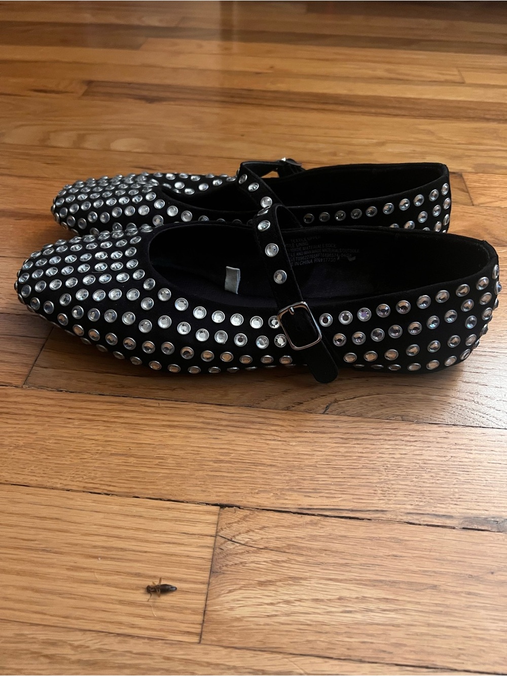 a new day black rhinestone flats